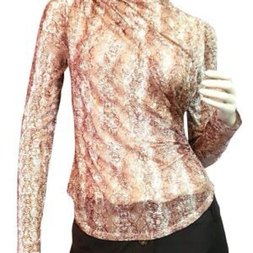 Cable & Gauge long sleeve ruched snake reptile mock turtleneck blouse sz XS
b48